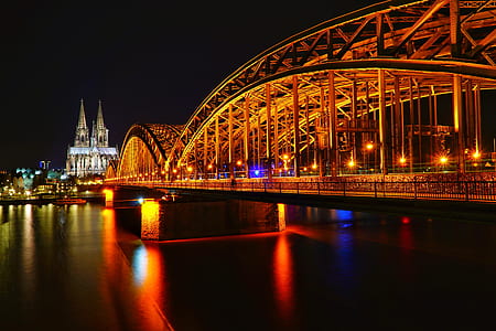 landmark, lights, night, water thumbnail