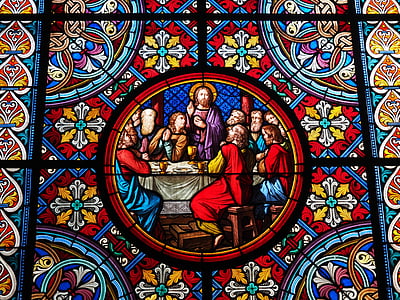 The Last Supper stained glass cathedral interior decor thumbnail