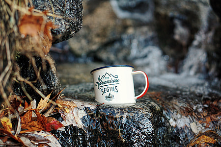 selective focus photography of mug on rock thumbnail