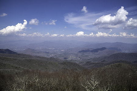 Mountains and Valley under sky and clouds from Brasstown Bald, Georgia thumbnail