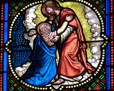 stained glass of Jesus Christ and Mary Magdalene thumbnail
