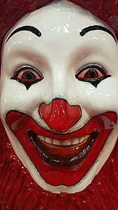 white and red clown head ceramic figurine thumbnail