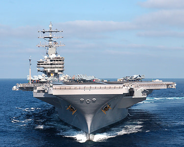 white and gray aircraft carrier at daytime thumbnail