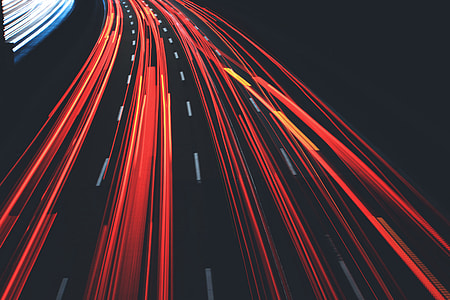 Car traffic light trails at night thumbnail