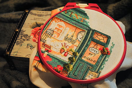 green painted restaurant cross-stitch thumbnail