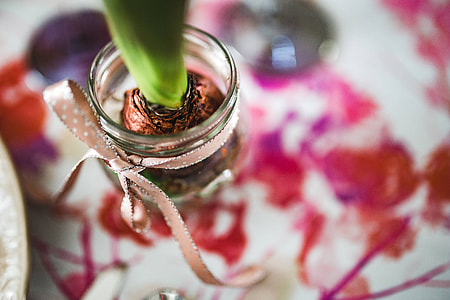 Easter table with cute pink decorations, flowers, catkins and eggs thumbnail