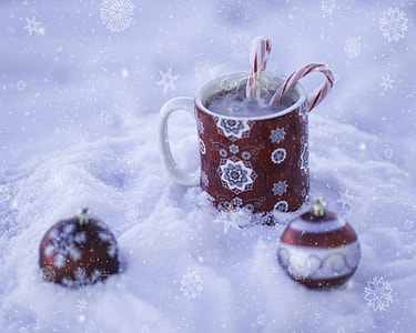maroon and white ceramic coffee mug with two ball decors thumbnail