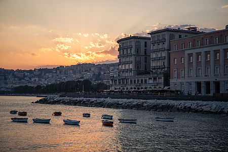 Wide angle shot taken on the coast of Napoli in Italy at sunset, image captured with a Canon 5D thumbnail