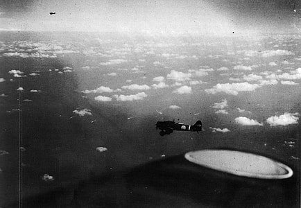 Japanese carrier dive bombers during the Battle of Coral Sea, World War II thumbnail