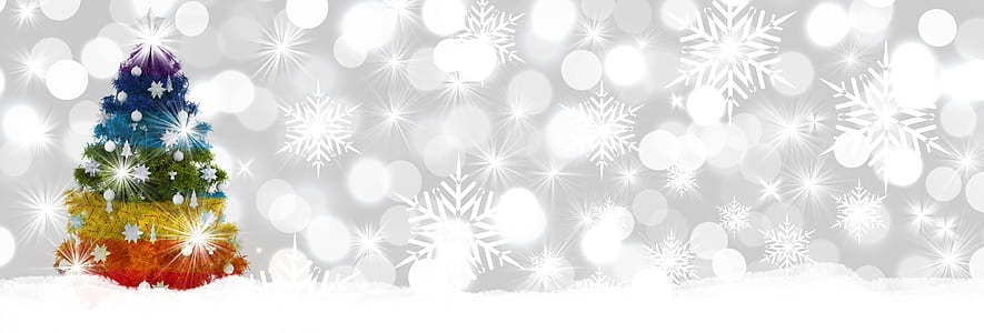green, yellow, orange, and blue Christmas tree thumbnail