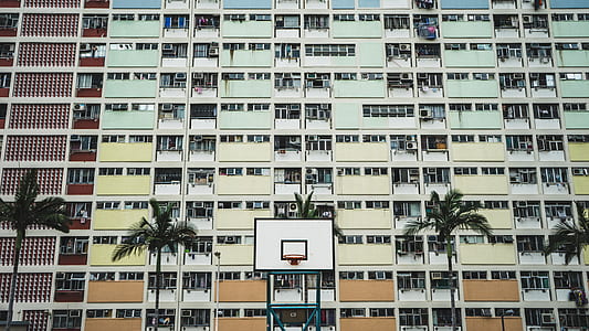 basketball hoops in front of building thumbnail