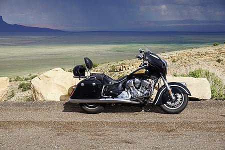 touring motorcycle near of seashore thumbnail