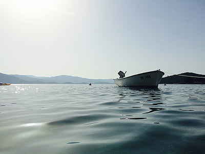 white motorized boat on blue water thumbnail