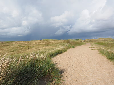 green field under nimbus clouds thumbnail