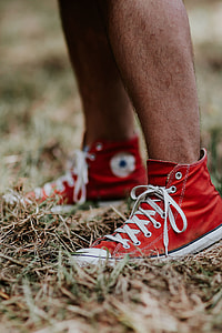 Man in a red sneaker shoes thumbnail