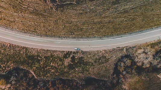 aerial photo of vehicle between grass thumbnail