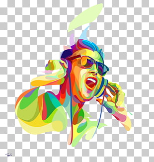 Music Art 4K resolution Graphic design Illustration, Listening to music with glasses people singing, man wearing headphones and sunglasses PNG clipart