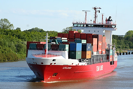 red container ship during daytime thumbnail