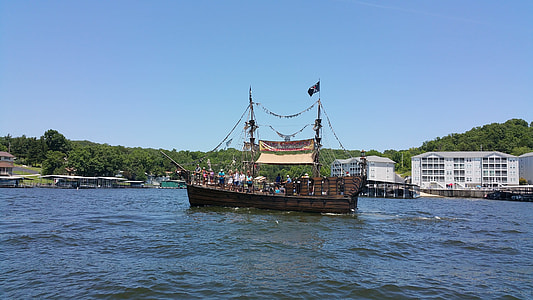 brown wooden boat under blue sky thumbnail