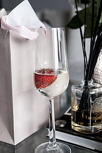 Clear Wine Glass With Strawberry in Glass thumbnail