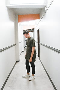 man wearing green shirt standing making post thumbnail