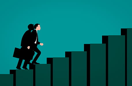 Woman climbing stairs to success. thumbnail