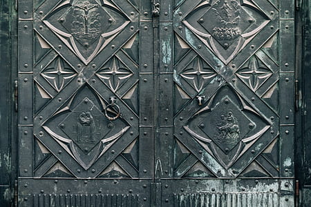two gray metal doors thumbnail