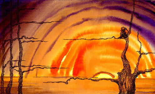 trees and sunset painting thumbnail