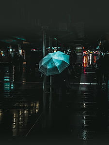 selective colors photography of blue umbrella thumbnail