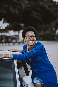 woman wearing eyeglasses with black frames thumbnail