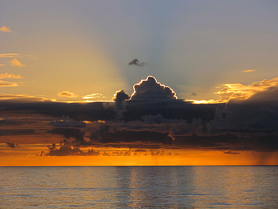 landscape photograph of body of water during golden hour with stratus clouds thumbnail