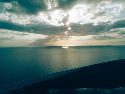 light, sea, bird's eye view, dawn thumbnail