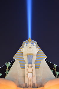 Pharoah statue under blue sky thumbnail