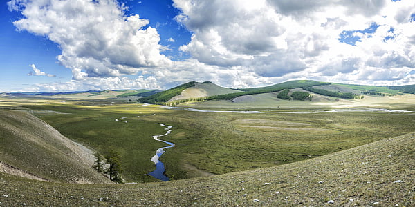 landscape photo of meadow with body of water in vicinity thumbnail