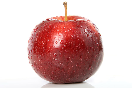 red apple fruit with dew drops in behind of white background thumbnail