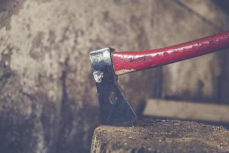 red handled ax closeup phott thumbnail