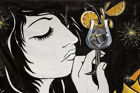 painting of woman holding wine glass thumbnail