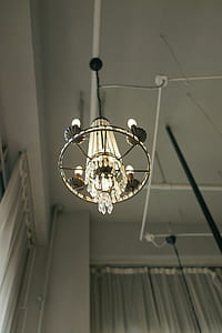 lighted chandelier on ceiling thumbnail