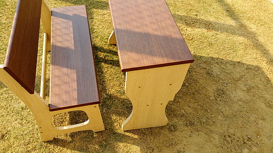 wood, bench, desk, grass thumbnail