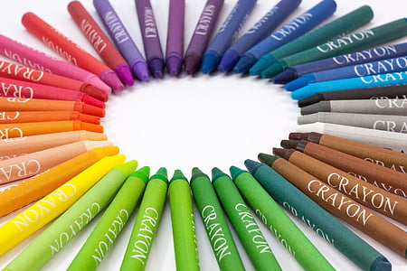 assorted-color crayon lot on white surface thumbnail