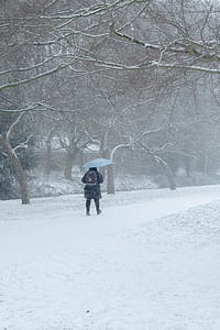 person walking on snow field thumbnail