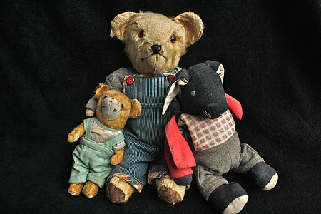 black rabbit and two brown bear plush toys thumbnail