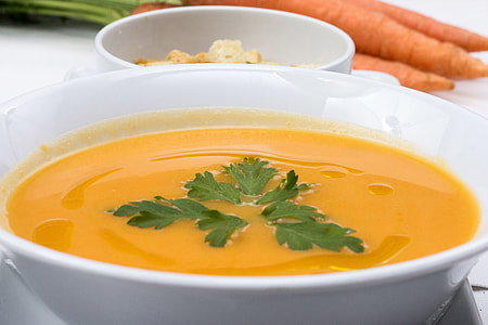 Carrot soup in bowl thumbnail