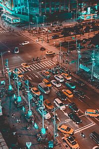 aerial photography of crossroads with vehicles thumbnail