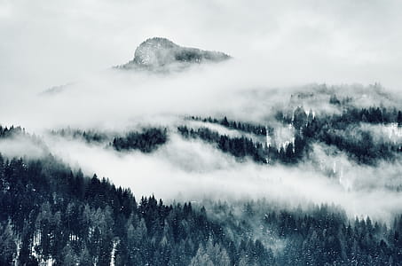 High Angle Photo of Mountain Cover With Clouds thumbnail