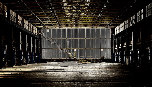 grey iron warehouse with dim light thumbnail