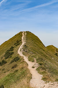 pathway between open field background of mountain thumbnail