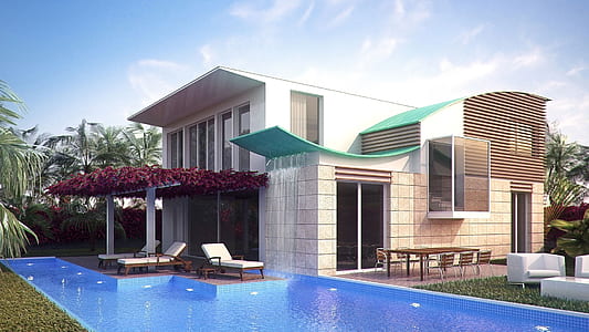 photography of white concrete house thumbnail