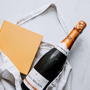 Charles Mignon wine bottle on gray bag thumbnail
