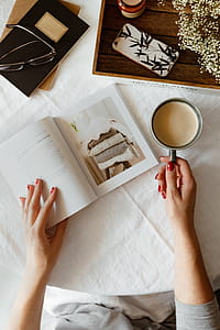 Woman read book and drink coffee thumbnail